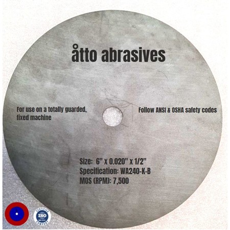 ATTO ABRASIVES Non-Reinforced Resinoid Cut-off Wheels 6"x 0.020"x 1/2" 1W150-050-PD